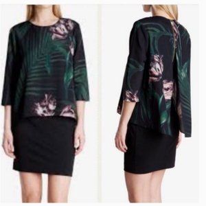 Ted Baker Palm Floral overhang tunic dress size 3 nwot